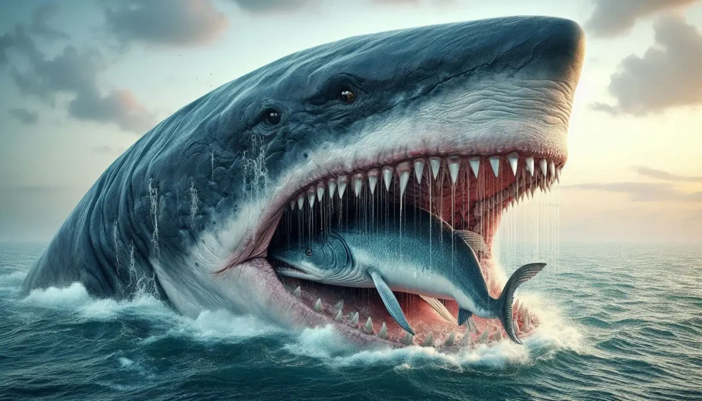 Megalodon eating whale
